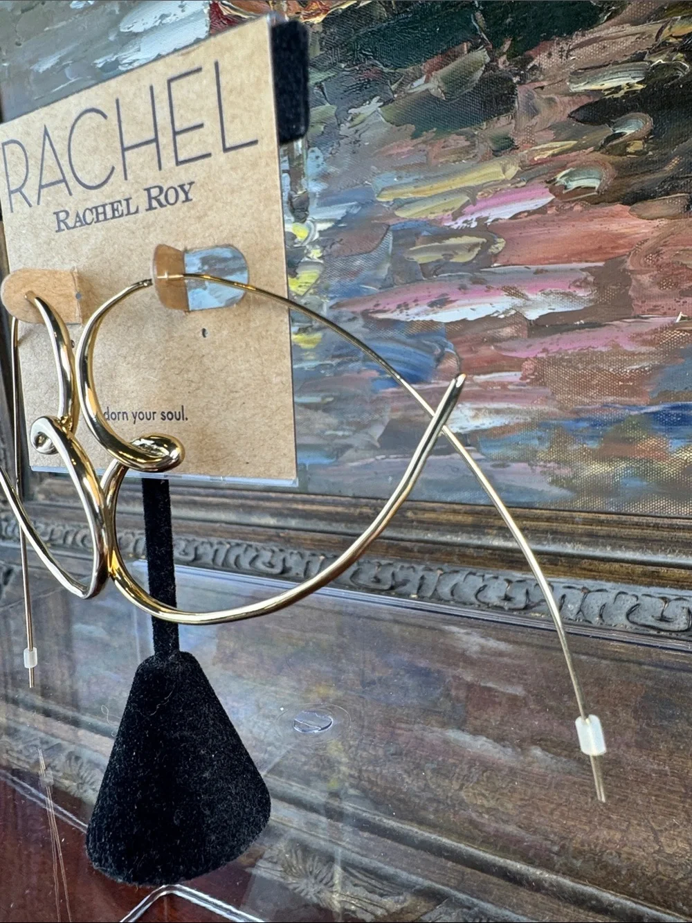 0561-Rachel‎ Heart Gold Knot Hoop Earrings